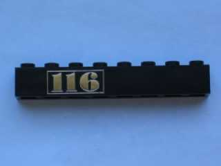 Brick 1 x 8 with Gold '116' Pattern Left