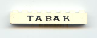 Brick 1 x 8 with Black 'TABAK' Pattern