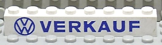 Brick 1 x 8 with Blue 'VW VERKAUF' Pattern