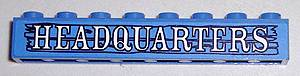 Brick 1 x 8 with 'HEADQUARTERS' Pattern (Sticker) - Sets 6762 / 6769