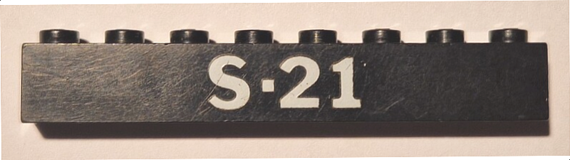 Brick 1 x 8 with White 'S-21' Pattern