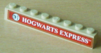 Brick 1 x 8 with Red Hogwarts Express Platform 9 3/4 Pattern (Sticker) - Set 4708