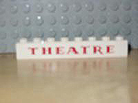 Brick 1 x 8 with Red 'THEATRE' Serif Bold Pattern