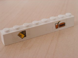 Brick 1 x 8 with Train Tickets & Hamburger Pattern (Sticker) - Set 2150