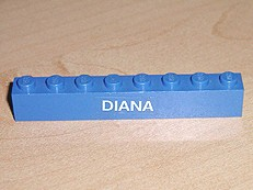 Brick 1 x 8 with White 'DIANA' Pattern (Sticker) - Set 6541