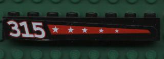 Brick 1 x 8 with 5 Stars on Red Stripe and '315' on Left Pattern (Sticker) - Set 6596