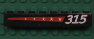 Brick 1 x 8 with 5 Stars on Red Stripe and '315' on Right Pattern (Sticker) - Set 6596
