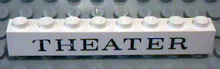 Brick 1 x 8 with Black 'THEATER' Serif Pattern