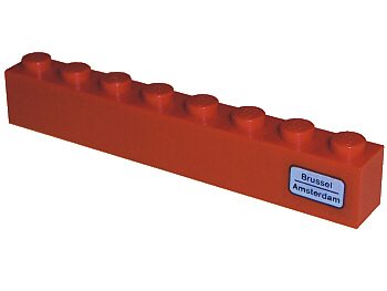 Brick 1 x 8 with 'Brussel - Amsterdam' Pattern on Right Side (Sticker) - Set 7745