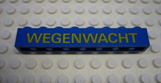 Brick 1 x 8 with Yellow 'WEGENWACHT' Pattern (Sticker) - Set 1590-2