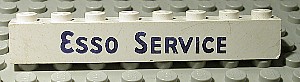 Brick 1 x 8 with Black 'Esso Service' Short Pattern