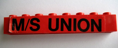 Brick 1 x 8 with Black 'M/S UNION' Pattern (Sticker) - Set 364