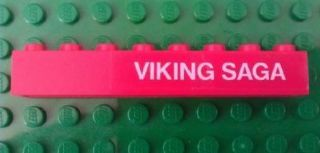 Brick 1 x 8 with White 'VIKING SAGA' Pattern Right (Sticker) - Set 1655