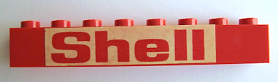 Brick 1 x 8 with Red 'Shell' Pattern (Sticker) - Set 373-1