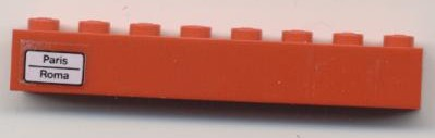 Brick 1 x 8 with 'Paris - Roma' Pattern on Left Side (Sticker) - Set 7745