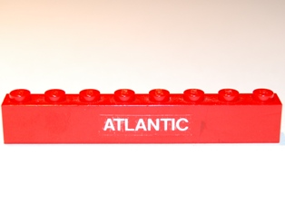 Brick 1 x 8 with White 'ATLANTIC' Pattern (Sticker) - Set 6542