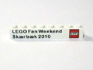 Brick 1 x 8 with LEGO Fan Weekend Skærbæk 2010 and Lego Logo Pattern
