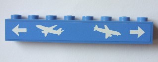 Brick 1 x 8 with Arrows and Airplanes Pattern (Sticker) - Set 3182