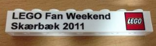 Brick 1 x 8 with LEGO Fan Weekend Skærbæk 2011 and Lego Logo Pattern