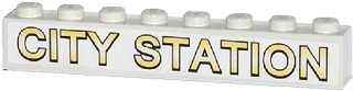 Brick 1 x 8 with 'CITY STATION' Pattern (Sticker) - Set 60050