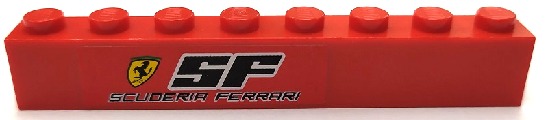 Brick 1 x 8 with Ferrari Logo, 'SF' and 'SCUDERIA FERRARI' Pattern Model Left (Sticker) - Sets 8153 / 8155