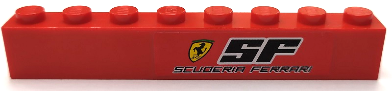 Brick 1 x 8 with Ferrari Logo, 'SF' and 'SCUDERIA FERRARI' Pattern Model Right (Sticker) - Sets 8153 / 8155