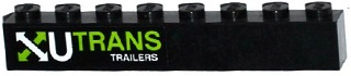 Brick 1 x 8 with White and Lime Arrows and 'U TRANS TRAILERS' Pattern Model Left Side (Sticker) - Set 60085