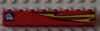 Brick 1 x 8 with Yellow Flames and World Racers Logo Pattern Model Right Side (Stickers) - Set 8897