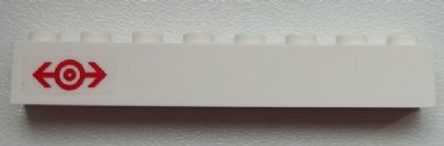 Brick 1 x 8 with Train Logo Red Pattern Left (Sticker) - Set 60051
