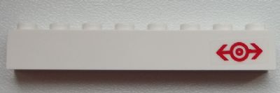 Brick 1 x 8 with Train Logo Red Pattern Right (Sticker) - Set 60051