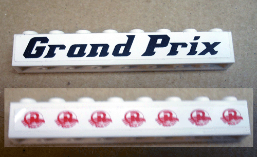 Brick 1 x 8 with 'Grand Prix' and Speed Racer Logo Pattern (Stickers) - Set 8161