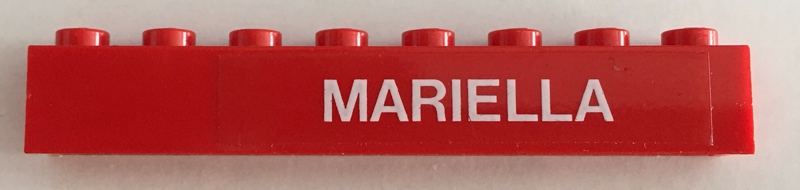 Brick 1 x 8 with White 'MARIELLA' Pattern Right (Sticker) - Set 1655