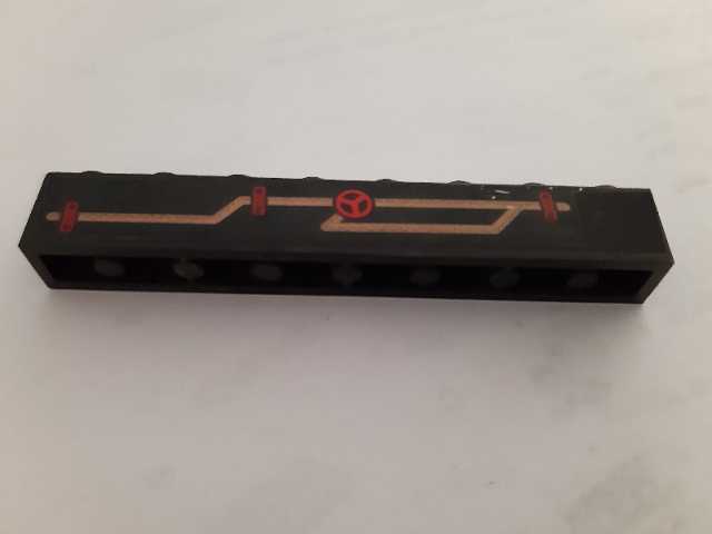 Brick 1 x 8 with Steam Pipes Pattern Model Left Side (Sticker) - Set 3225