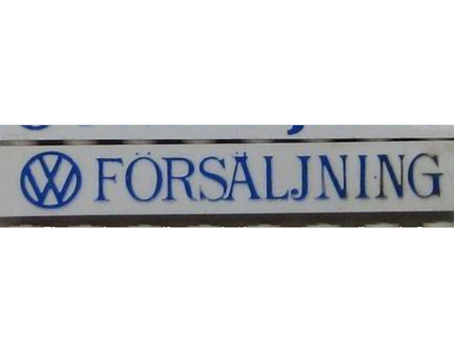 Brick 1 x 8 with Blue VW Logo and 'FÖRSÄLJNING' Narrow Pattern {FORSALJNING}