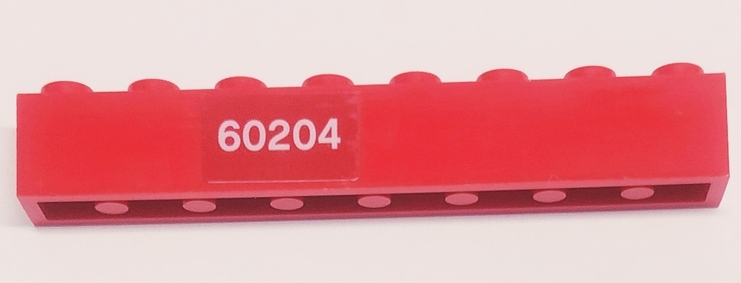 Brick 1 x 8 with White '60204' Pattern Model Right Side (Sticker) - Set 60204