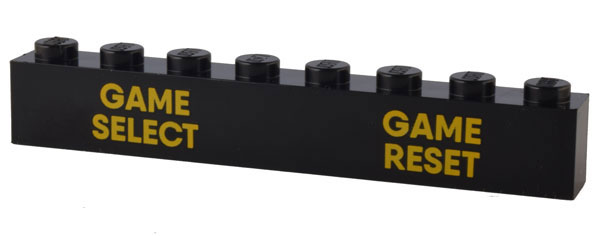 Brick 1 x 8 with Bright Light Orange 'GAME SELECT' and 'GAME RESET' Pattern