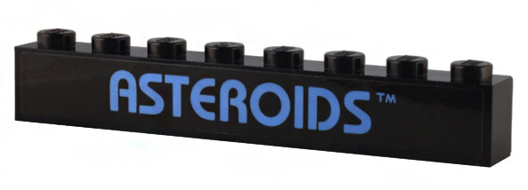 Brick 1 x 8 with Medium Blue 'ASTEROIDS' Pattern (Sticker) - Set 10306