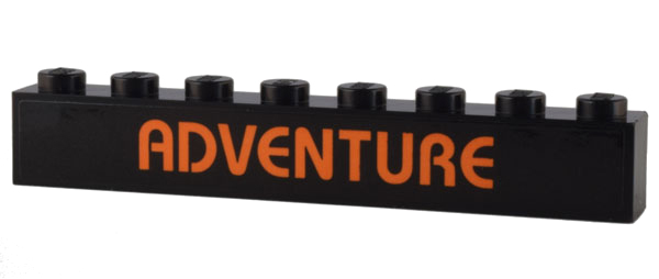 Brick 1 x 8 with Orange 'ADVENTURE' Pattern (Sticker) - Set 10306