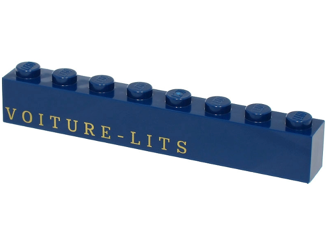 Brick 1 x 8 with Gold 'VOITURE-LITS' Pattern