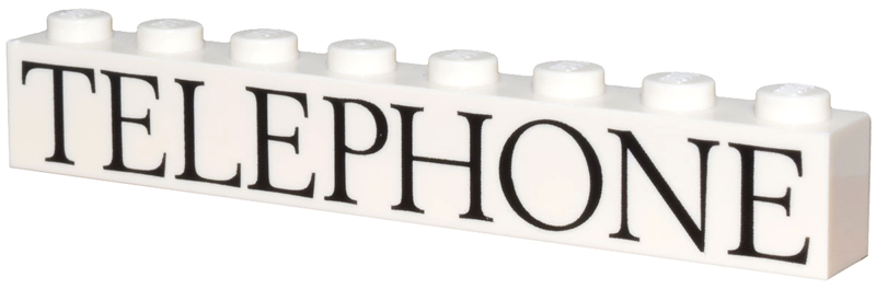 Brick 1 x 8 with Black 'TELEPHONE' Pattern