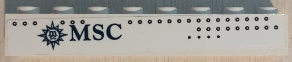 Brick 1 x 8 with Dark Blue MSC Logo and Portholes Pattern Model Right Side (Sticker) - Sets 40227 / 40318