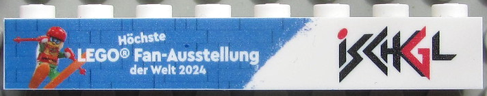 Brick 1 x 8 with Ischgl Logo and 'Höchste LEGO Fan-Ausstellung der Welt 2024' Pattern