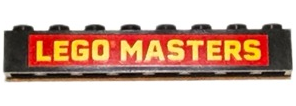 Brick 1 x 8 with Yellow 'LEGO MASTERS' on Red Background Pattern