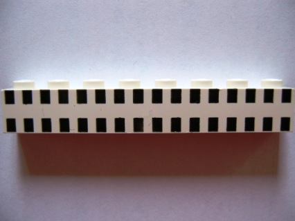 Brick 1 x 8 with Ferry Squares Black 32 in 2 Lines Pattern