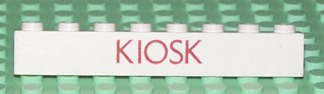 Brick 1 x 8 with Red 'KIOSK' Thin (Letters Close) Pattern