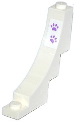 Arch 1 x 5 x 4 Inverted with 2 Medium Lavender Paw Prints Pattern (Sticker) - Set 41099