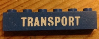Brick 1 x 6 with White 'TRANSPORT' Solid Pattern
