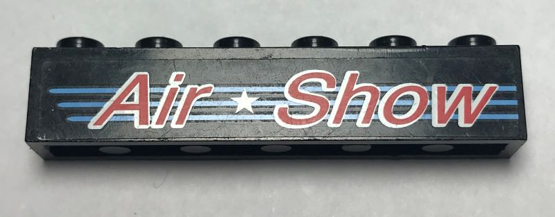 Brick 1 x 6 with Red 'Air Show', White Star, and Medium Blue Lines Pattern Model Right Side (Sticker) - Set 6582