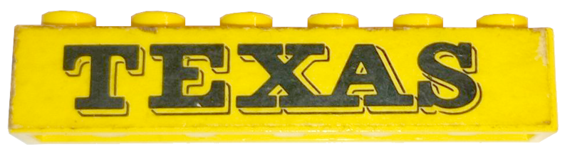 Brick 1 x 6 with Black 'TEXAS' Pattern (Sticker) - Set 372-1