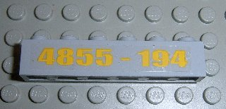 Brick 1 x 6 with Yellow '4855-194' Pattern (Sticker) - Set 4855